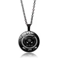 Collar con colgante de gato negro con pentagrama y fases lunares en estilo punk vintage - Negro