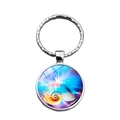 Porte-clés nautile tortue de mer argenté avec pendentif en verre spirale coloré - Style Spirale de Nautile Coloré (XSWX5111-10)