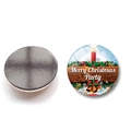 Magnets de Noël en verre 30mm avec bougies et cloches, vues recto et verso de l'ensemble - Bougie et Cloche de Noël (BXT2203-30mm)