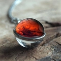 Vintage Mars planeet glas hanger ketting met zilveren metalen ketting en rustiek thema - Marsoppervlak Stijl (XSWX3939-4) / 16mm