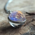Pendentif boule de verre nébuleuse avec motif galaxie violette sur chaîne argentée - Style Nébuleuse Violette (XSWX3939-6) / 16mm