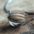 Collier avec pendentif planète Jupiter en argent vintage et dôme en verre nébuleuse - Style Texture Jupiter (XSWX3939-9) / 16mm