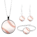 Parure bijoux baseball argentée avec collier boucles d'oreilles et bracelet sport - Motif Sport Baseball (XSWX5265-10)