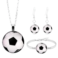 Parure de bijoux de football avec collier, boucles d'oreilles et bracelet argenté - Motif Football (XSWX5265-4)