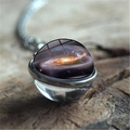 Collier pendentif nébuleuse galactique avec chaîne argentée et dôme en verre poli - Style Galaxie à Vortex (XSWX3939-13) / 16mm