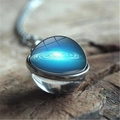 Collier avec pendentif en verre galaxie et motif d'étoile en spirale bleu profond - Style Étoilé Bleu Profond (XSWX3939-14) / 16mm