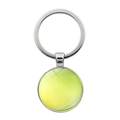 Porte-clés dôme en verre motif balle de tennis avec base en métal argenté poli - Tennis - Argent