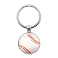 Porte-clés baseball classique en verre et métal argenté pour les fans de sport - Design Baseball - Argent