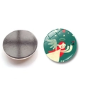 Weihnachts-Kühlschrankmagnet aus Glas 25mm mit Magnetrückseite und Vintage-Engel-Illustration - Engel mit Trompete Stil (BXT2025-(25MM)) / 25mm