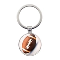 Vue détaillée du porte-clés de football américain avec cabochon en verre argenté - Football Américain - Argent