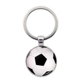 Portachiavi da baseball in argento con ciondolo a forma di calcio classico bianco e nero - Calcio - Argento