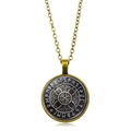 Vintage bronze Viking compass pendant necklace with Nordic runes and Celtic knot - Celtic Knot Runes Style (XSWX4420-3)