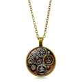Steampunk compass necklace with bronze gears and Viking symbols on a fine chain - Steampunk Gear Compass Style (XSWX4420-4)