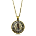 Viking sword and wings amulet necklace in vintage bronze finish with rune circle - Long Sword Golden Wings Style (XSWX4420-5)