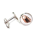 Detail of silver baseball glove pattern cufflinks for men's formal dress shirts - Baseball and Glove Pattern (XSWX5268-3) / Silver