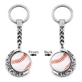 Detail view of double-sided rotatable baseball moon keychain with metallic finish - Baseball Pattern (XSWX5266-5)