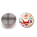 30mm round Christmas Santa Claus fridge magnet with strong magnetic black backing - Santa and Snowflake (BXT2209-30mm)