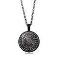 Vintage Viking compass necklace with silver Celtic knot pendant on black chain cord - Celtic Knot Runes Style (XSWX4421-3)