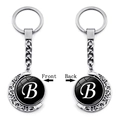 Porte-clés croissant de lune rotatif double face avec lettre B et fini en alliage - Style Initiale B (XSWX5286-B)