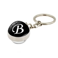 Minimalist metal keychain with glass dome pendant featuring white alphabet B design - Letter B(XSWX5287-B)