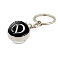 Detailed close-up of double-sided alphabet D keychain with silver metal ring and glass dome - Letter D(XSWX5287-D)