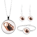 Parure de bijoux de baseball en argent avec collier et boucles d'oreilles en dôme de verre - Motif Gant de Baseball (XSWX5265-3)