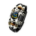 Vintage multilayer leather bracelet with blue and yellow sunflower charm for women - Sunflower Pattern Style (Style-2)