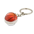 Metallic keychain with a realistic orange basketball glass pendant and sturdy silver ring - Basketball Style (XSWX5267-1)