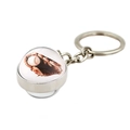 Silver metal baseball glass ball keychain with baseball glove and ball design - Baseball Glove Style (XSWX5267-3)