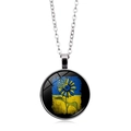 Collana con ciondolo in vetro girasole Ucraina con catena d'argento su sfondo bianco - Argento (XSWX5353-10)
