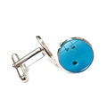 Boutons de manchette de bowling bleus et argentés élégants pour chemises d'hommes - Motif Bowling Bleu (XSWX5268-12) / Argent