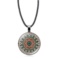 Macro view of Bohemian Mandala flower of life glass dome pendant with silver metal frame - Mandala Pattern (XSWX5390-9)