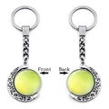 Double-sided moon keychain with tennis pattern and vintage hollow pattern in silver finish - Tennis Pattern (XSWX5266-11)