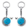 Rotating silver bowling ball moon keychain with double-sided design for sports fans - Bowling Pattern (XSWX5266-12)