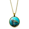 Collana vintage in bronzo con pendente a cabochon in vetro a tartaruga marina - Tartaruga marina che nuota (Bronzo antico) (XSWX5106-2 Bronzo antico)