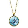Collana vintage in bronzo antico con ciondolo in vetro e motivo di stelle marine - Stella marina nera (Bronzo antico) (XSWX5106-9 Bronzo antico)