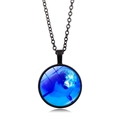 Collana con ciondolo cabochon in vetro delfino marino e catena in metallo nero - Motivo a Delfino (Nero)
