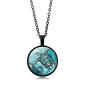 Collana con ciondolo a tartaruga marina in vetro e metallo nero con motivo tribale - Tartaruga Marina Tribale (Nero) (XSWX5106-6 Nero)