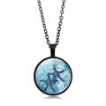 Collana vintage nera con ciondolo in vetro stella marina blu e catena a maglia - Motivo Stella Marina (Nero) (XSWX5106-9 Nero)