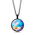 Collana marina vintage con ciondolo in vetro con motivo nautilus su catena nera - Nautilus Colorato (Nero)