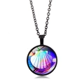 Collana con pendente vintage in vetro a conchiglia colorata e catena di metallo nero - Conchiglia Colorata (Nero) (XSWX5106-11 Nero)