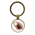 Porte-clés baseball vintage en bronze avec pendentif en verre et motif de gant - Gant de Baseball - Bronze Antique