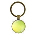 Porte-clés tennis en verre avec finition bronze antique et motif balle jaune - Tennis - Bronze Antique