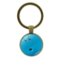 Porte-clés bowling bronze antique avec dôme en verre bleu pour les fans de sport - Bowling - Bronze Antique