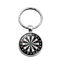 Makroaufnahme vom Dartscheibe Schlüsselanhänger mit Glaskuppel und Ziffern 1-20 Detail - Schwarz Weiß Rot Grün Dartscheibe (XSWX5450-2)