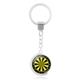 Creative metal keychain with a rotating yellow and black dartboard pendant for sport fans - High Contrast Yellow Black Style (XSWX5449-10)