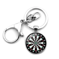 Polished metal dartboard keychain featuring 1-20 numbering and classic green red segments - Black and White Dartboard Style (XSWX5451-2)
