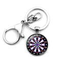 Creative silver metal dartboard keychain with lobster clasp and round dartboard pendant - Classic Dartboard Style (XSWX5451-1)