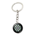 Detail of silver metal keychain with a dartboard glass cabochon on white background - Scoring Marker Style (XSWX5452-4)