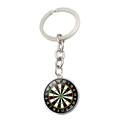 Vue détaillée d'un pendentif cabochon en verre cible de fléchettes sur un porte-clés - Style de Cible de Compétition Colorée (XSWX5452-11)